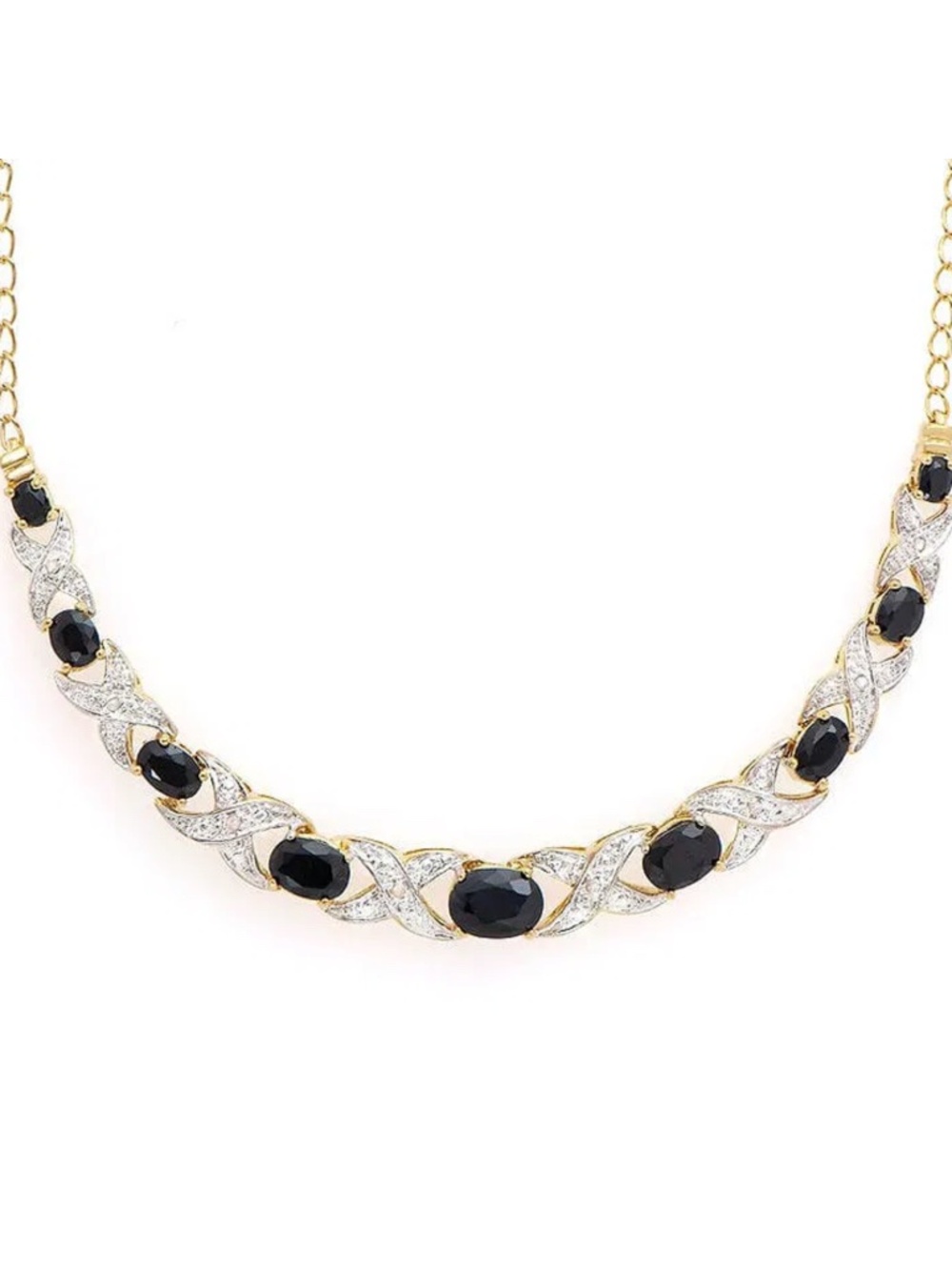 5.29 CT Sapphire & Diamond 18KGP Designer Necklace
